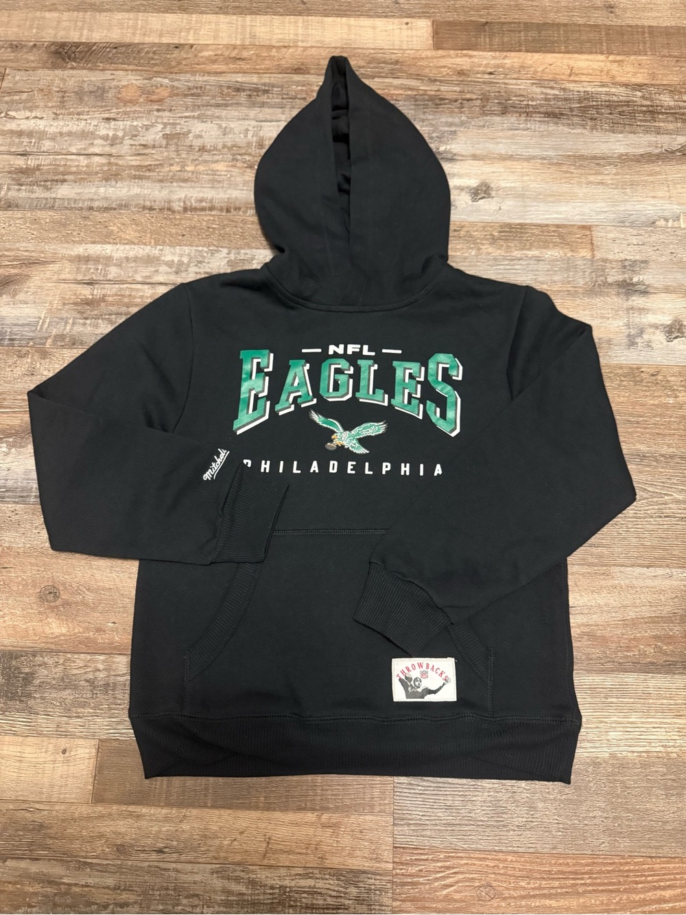 Philadelphia Eagles 🦅 Youth Mitchell & Ness Throwback Black Hoodie Size M 10/12